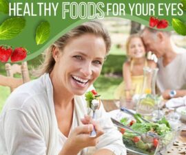 Blonde woman smiling while eating a salad